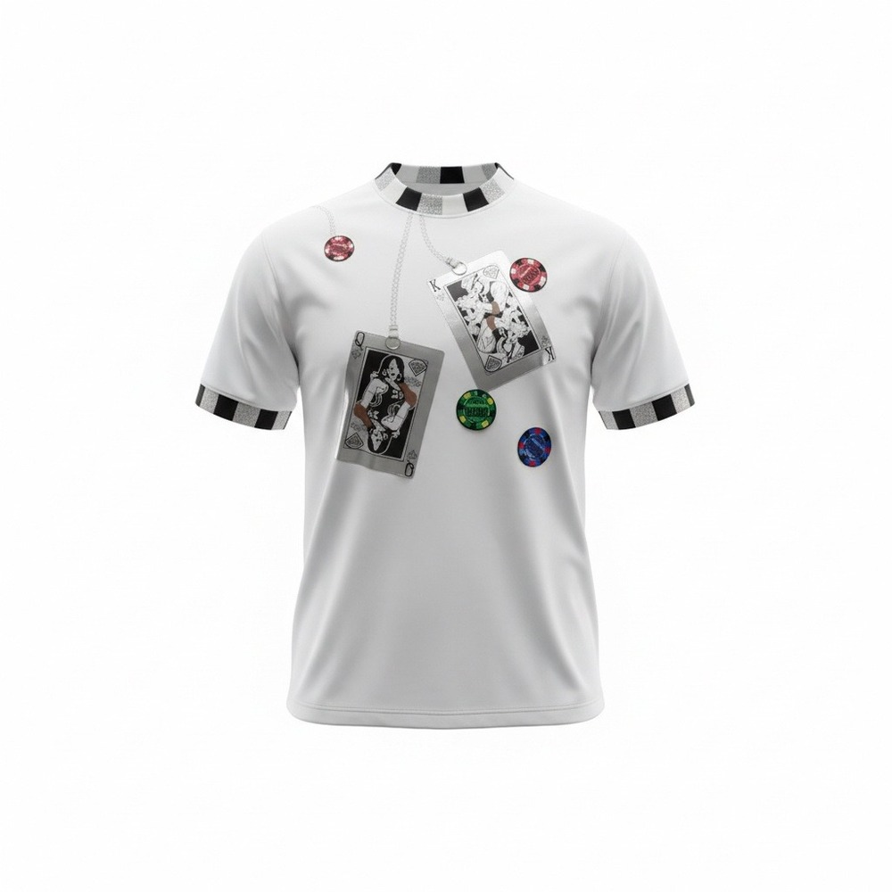 VTG Y2K Raw Blue Size 2XL White Playing Card Poker Chip Graphic T‎ Shirt NWT